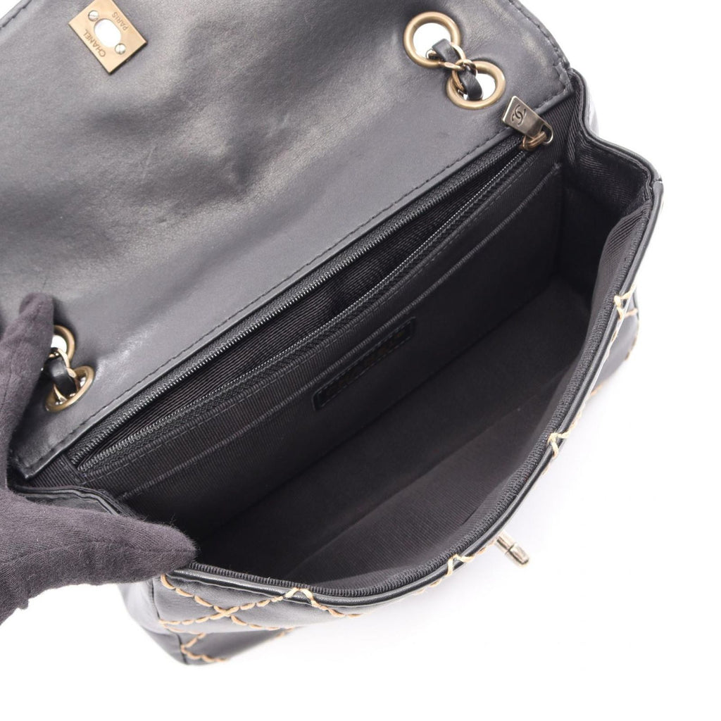 Chanel Shoulder Bag Wild Stitch Black Leather Chain — view 3