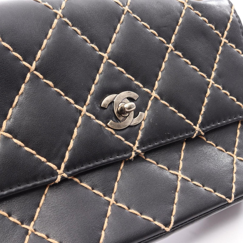 Chanel Shoulder Bag Wild Stitch Black Leather Chain — view 7