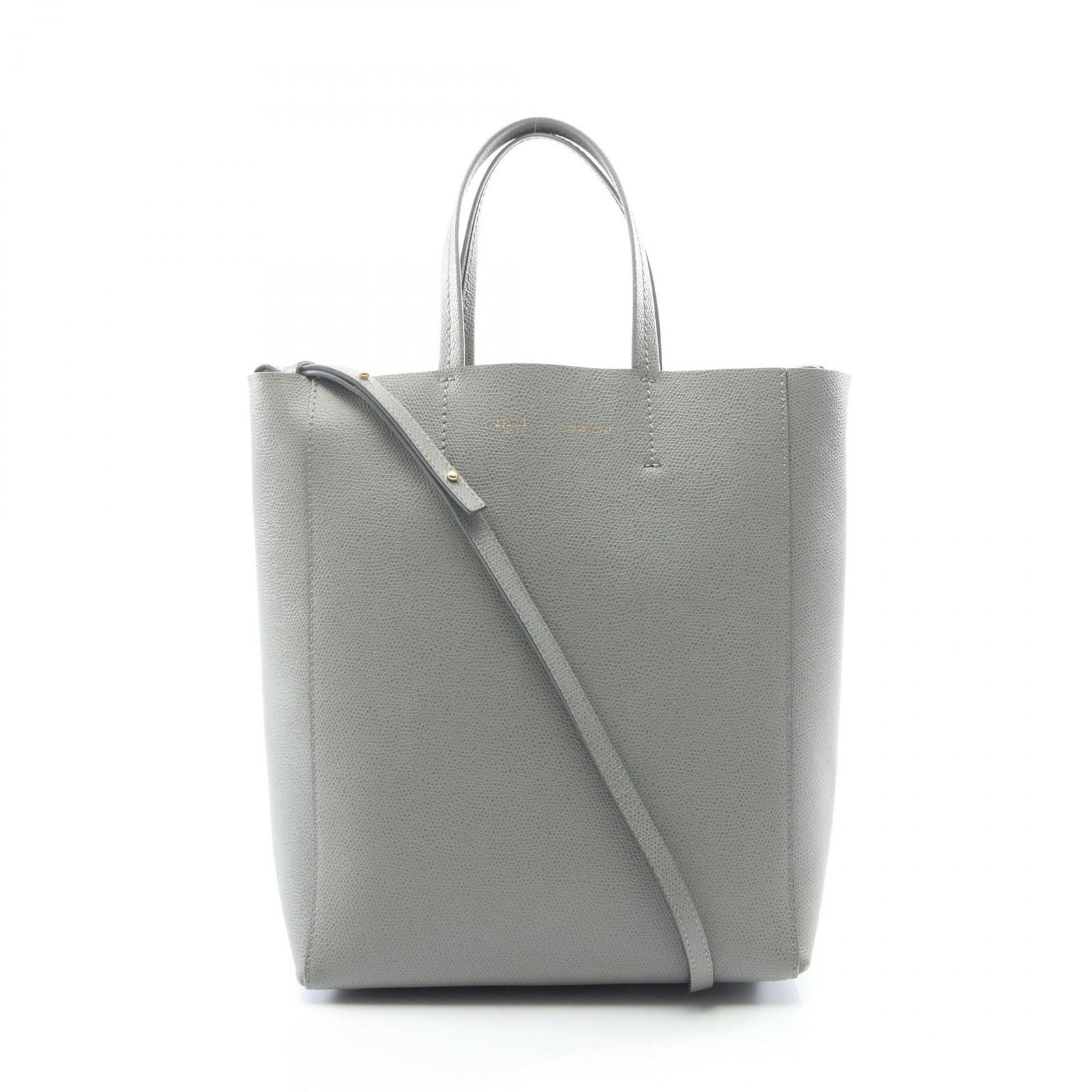 Celine Tote Vertical Small Cover 2-Way Gray Leather