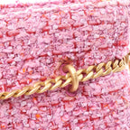 Chanel Shoulder Bag Quilted Drawstring 2-Way Pink Fabric Small — view 6