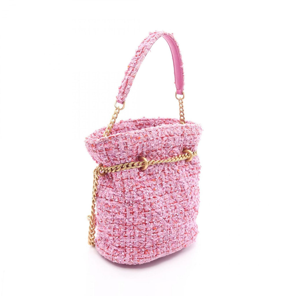 Chanel Shoulder Bag Quilted Drawstring 2-Way Pink Fabric Small — view 2