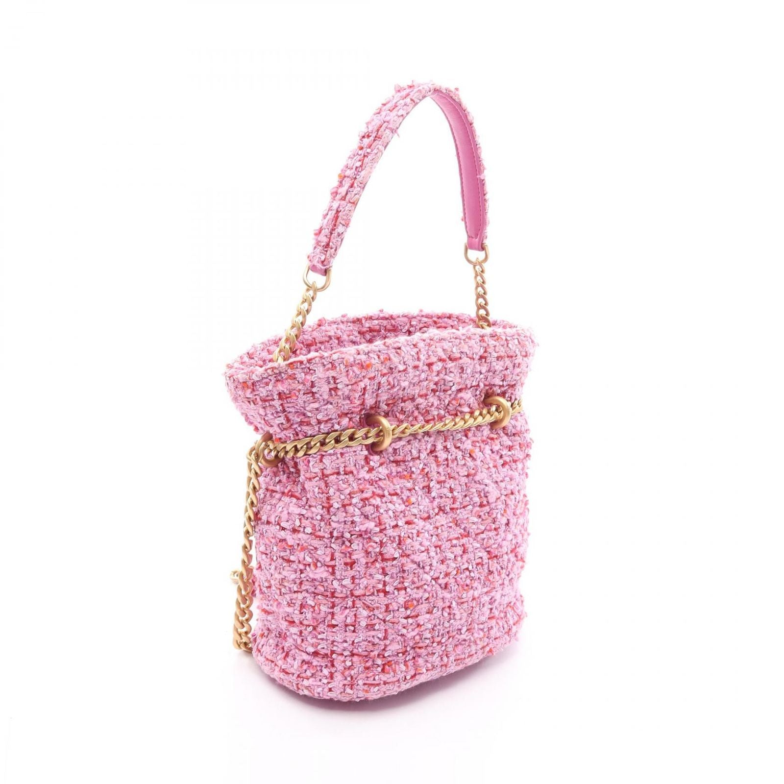 Chanel Shoulder Bag Quilted Drawstring 2-Way Pink Fabric Small — view 2