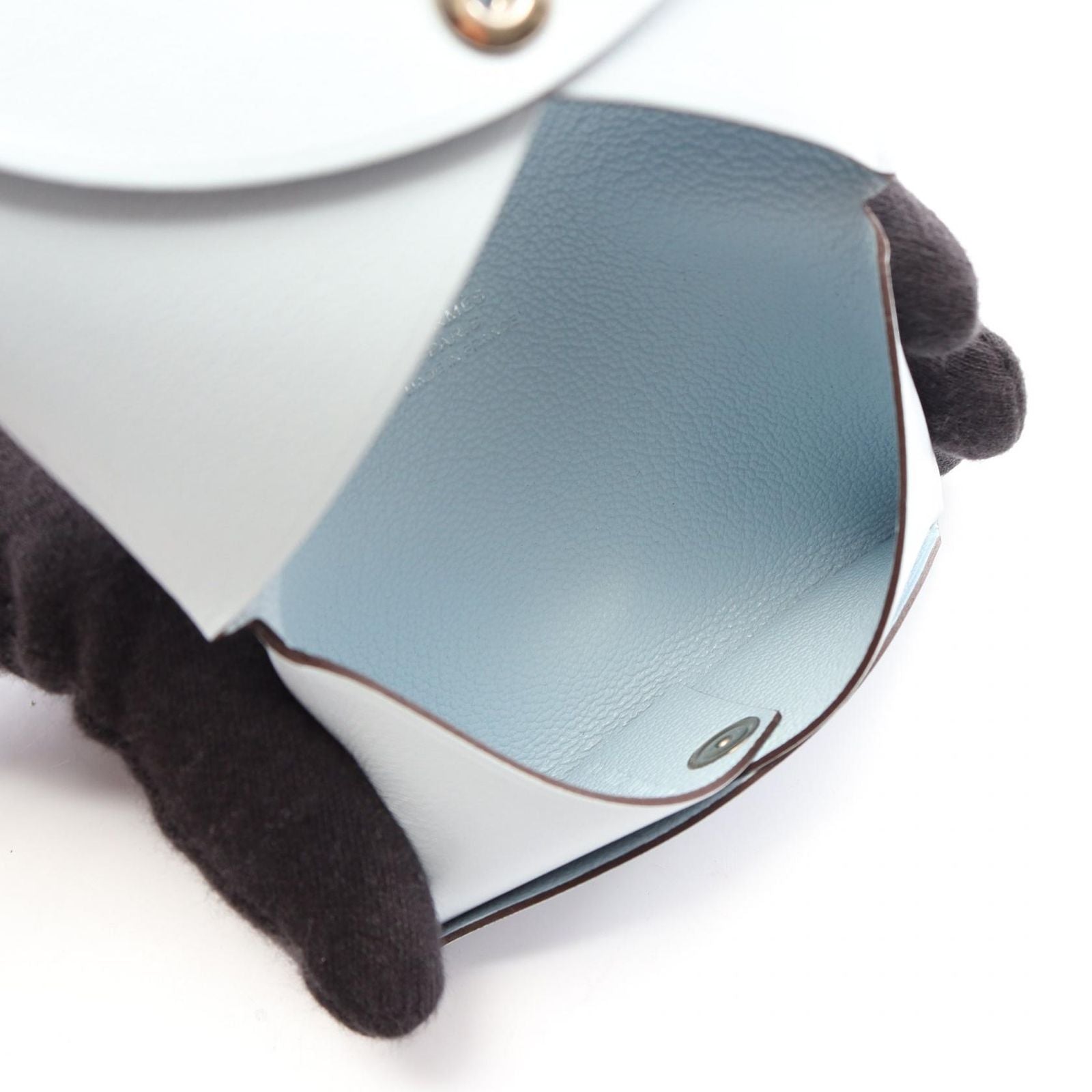 Hermes Coin Case Calvi Cowboy Blue Brum Leather — view 4