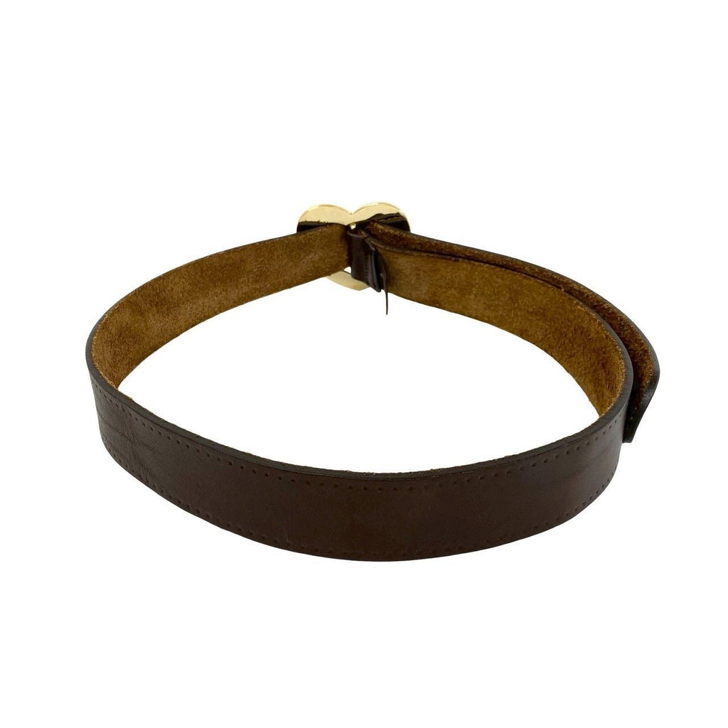 Gucci Heart Log Buckle Leather Belt Brown — view 6