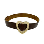 Gucci Heart Log Buckle Leather Belt Brown — view 2