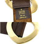 Gucci Heart Log Buckle Leather Belt Brown — view 3