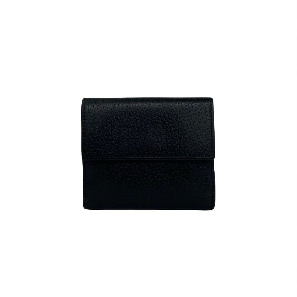 Gucci Logo Leather Bifold Wallet Mini Billfold Coin Purse Black — view 2