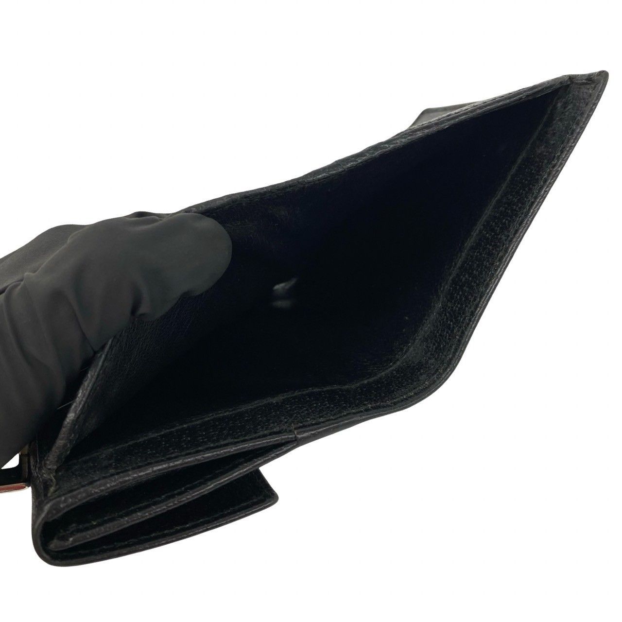 Gucci Logo Leather Bifold Wallet Mini Billfold Coin Purse Black — view 8