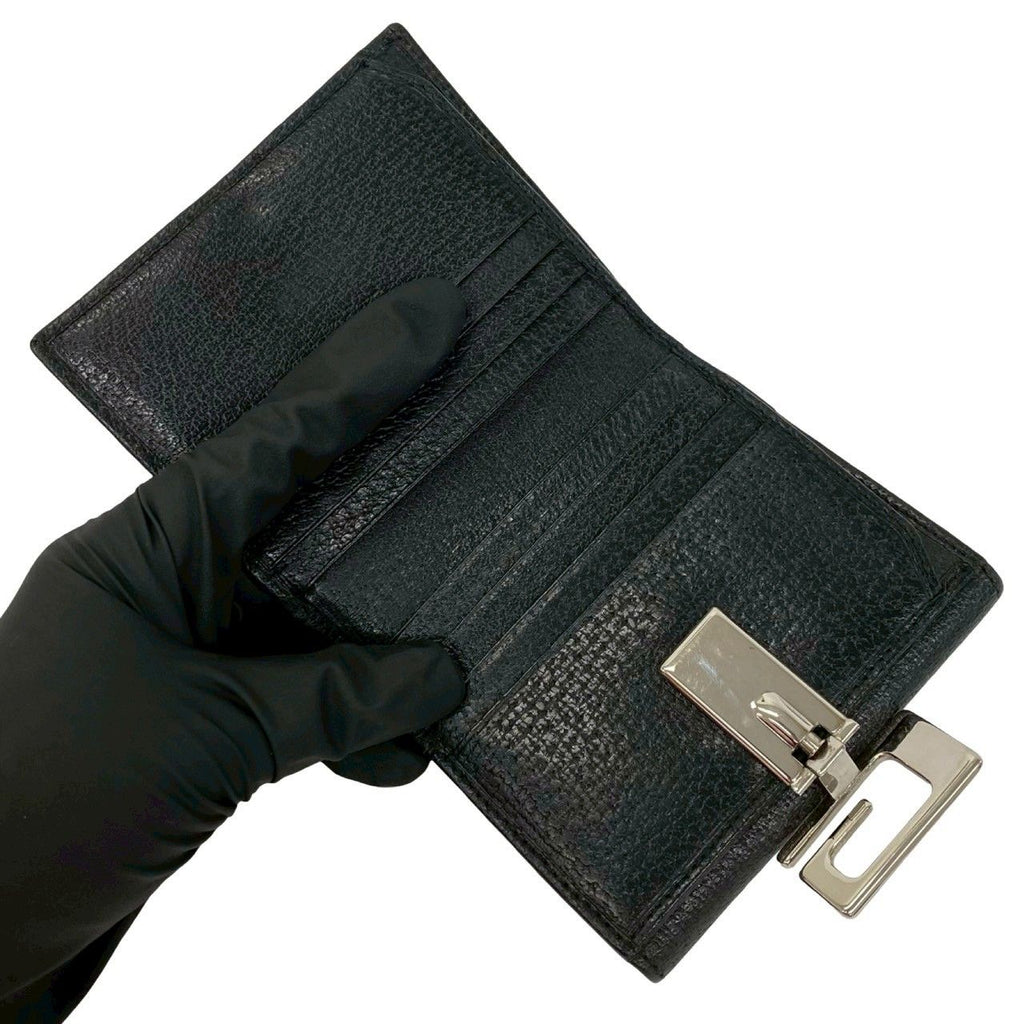 Gucci Logo Leather Bifold Wallet Mini Billfold Coin Purse Black — view 7