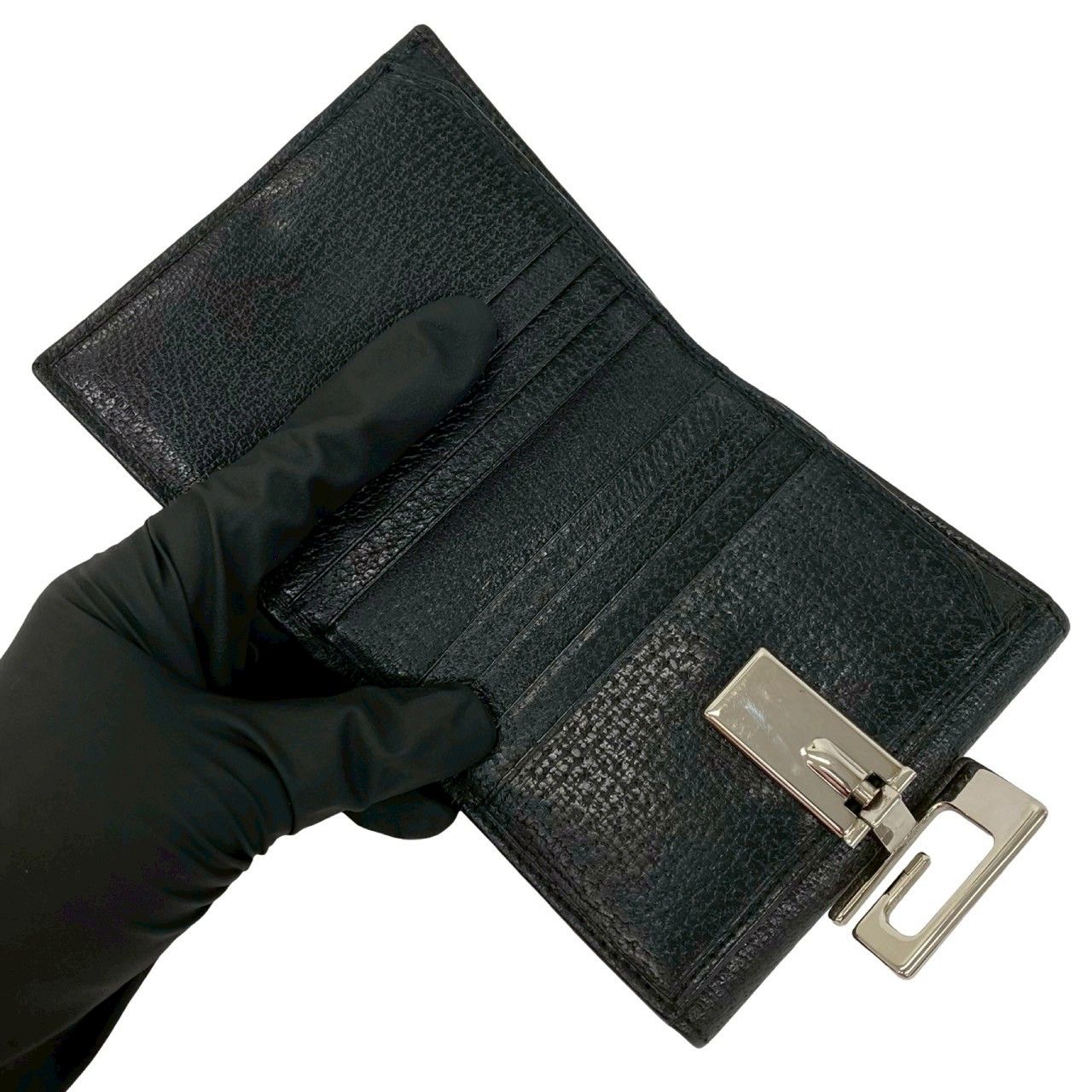 Gucci Logo Leather Bifold Wallet Mini Billfold Coin Purse Black — view 7