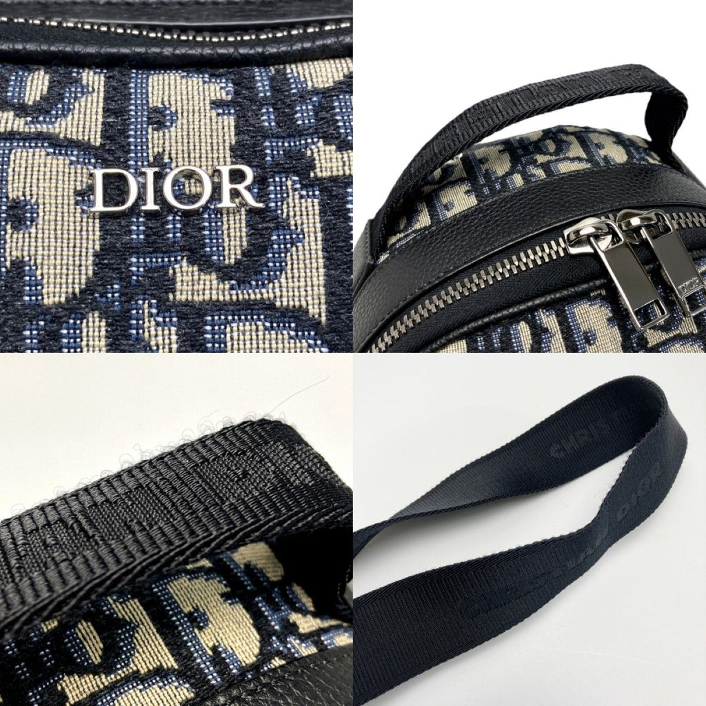 Dior Oblique Rider Sling Bag Navy Canvas Leather — view 8
