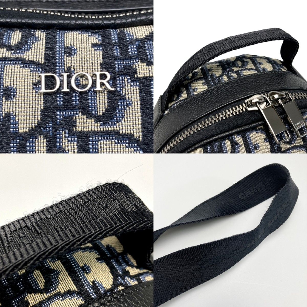 Dior Oblique Rider Sling Bag Navy Canvas Leather — view 8