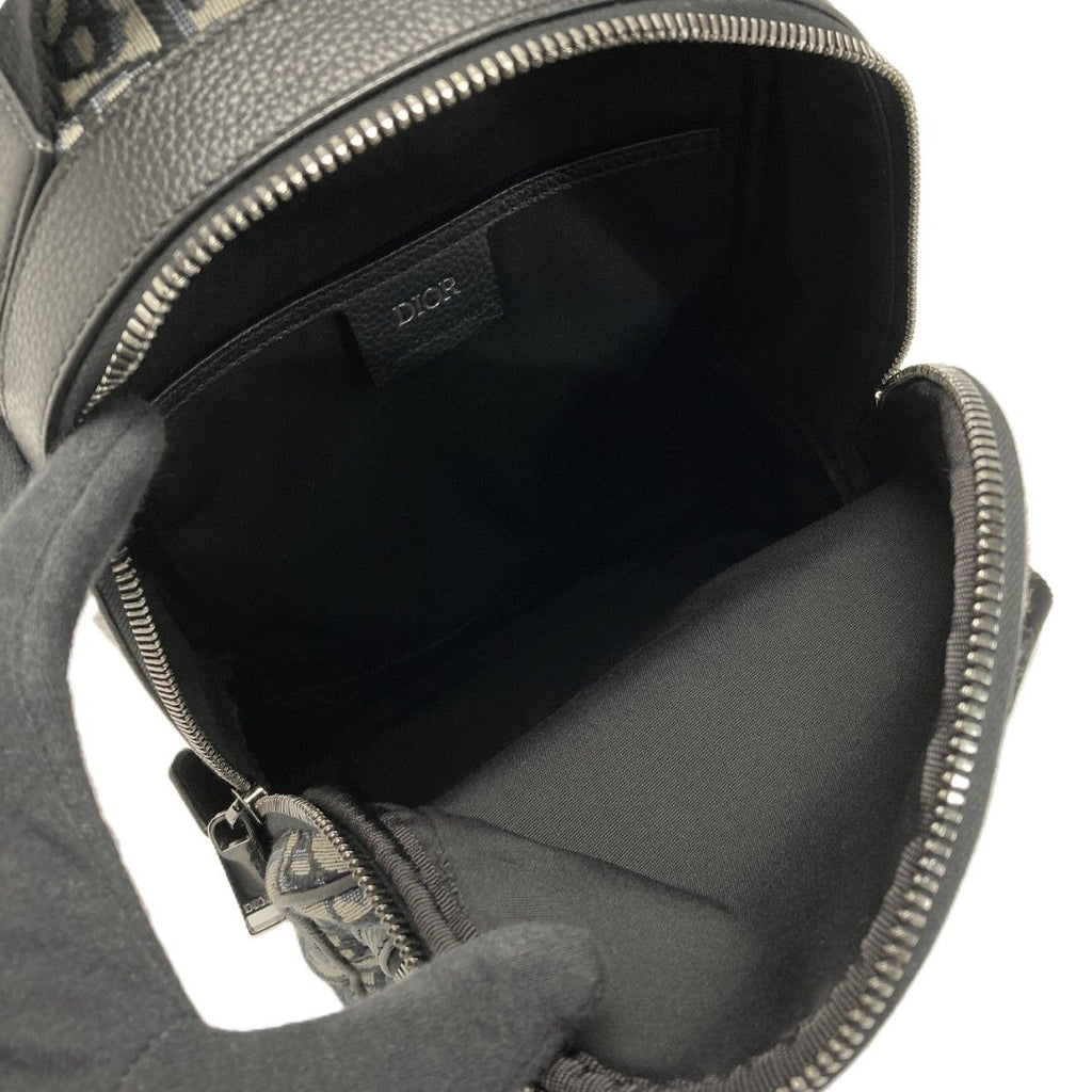 Dior Oblique Rider Sling Bag Navy Canvas Leather — view 4