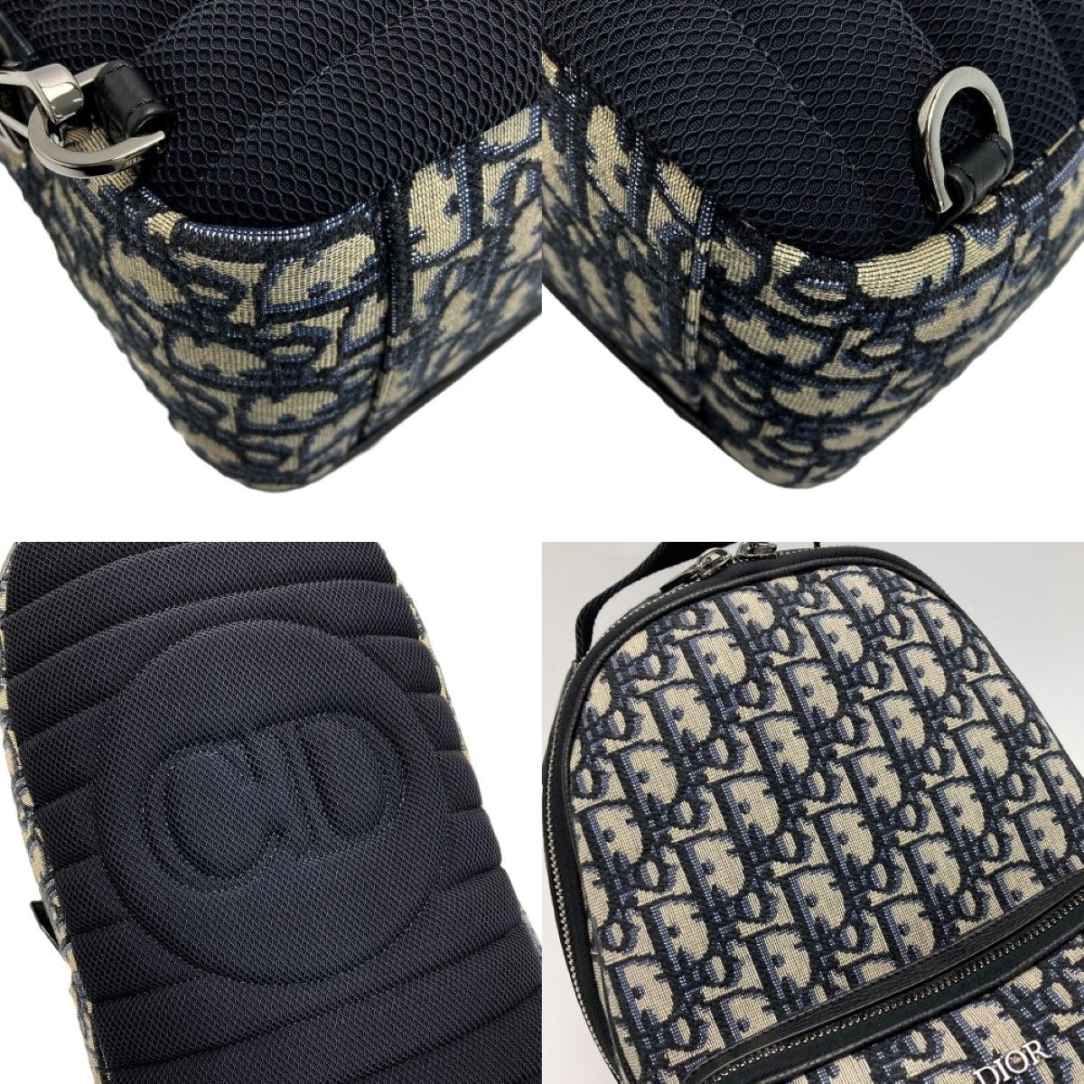 Dior Oblique Rider Sling Bag Navy Canvas Leather — view 7