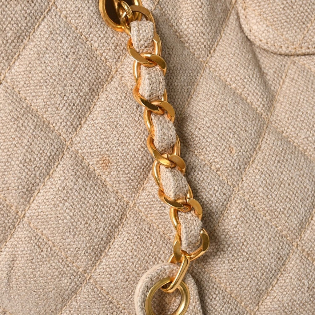 Chanel Supermodel XL Chain Tote Bag Linen CC Logo Coco Ball Beige — view 8