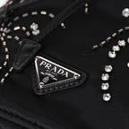 Prada Nylon Bag Hand Bag Handbag Rhinestone Triangle Logo Black — view 7