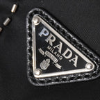 Prada Nylon Bag Hand Bag Handbag Rhinestone Triangle Logo Black — view 8