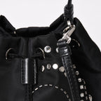 Prada Nylon Bag Hand Bag Handbag Rhinestone Triangle Logo Black — view 6