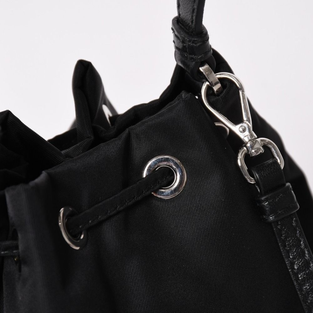 Prada Nylon Bag Hand Bag Handbag Rhinestone Triangle Logo Black — view 5