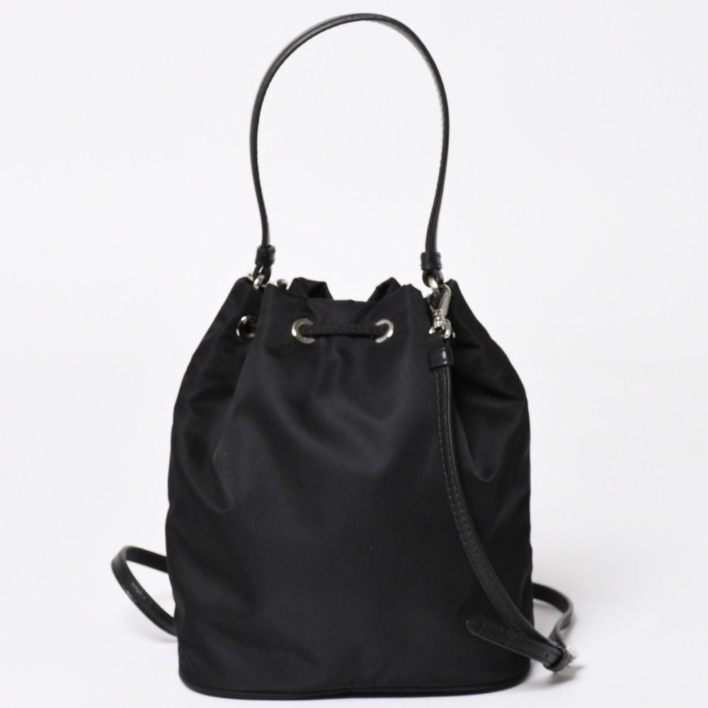 Prada Nylon Bag Hand Bag Handbag Rhinestone Triangle Logo Black — view 2
