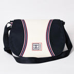 Chanel Sports Line Shoulder Bag CC Logo Navy Ivory Silver
