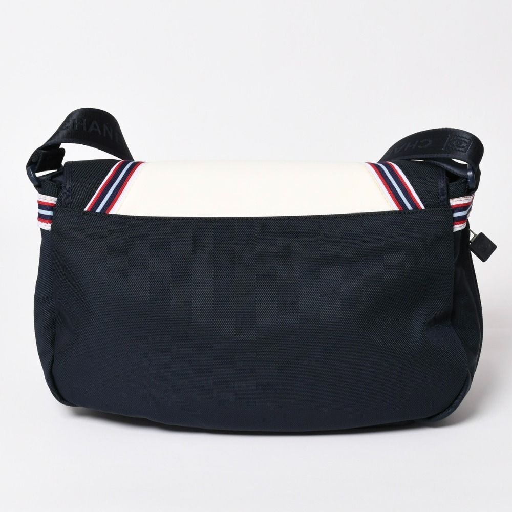 Chanel Sports Line Shoulder Bag CC Logo Navy Ivory Silver — view 2