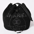 Chanel Deauville Chain Bag CC Logo Tweed Drawstring