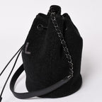 Chanel Deauville Chain Bag CC Logo Tweed Drawstring — view 4