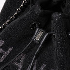 Chanel Deauville Chain Bag CC Logo Tweed Drawstring — view 6