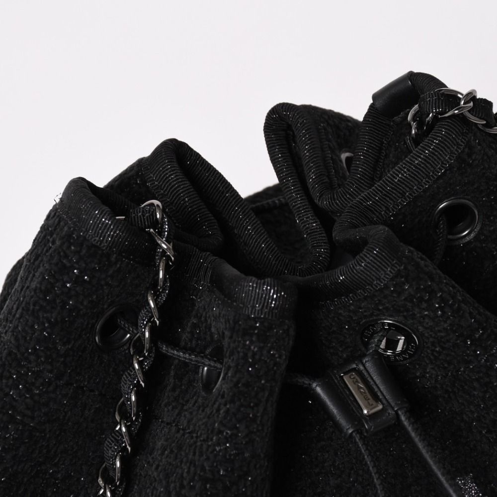 Chanel Deauville Chain Bag CC Logo Tweed Drawstring — view 5