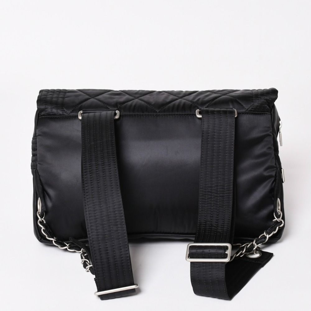 Chanel Sports Line CC Logo Backpack Chain Nylon Black Silver — view 2