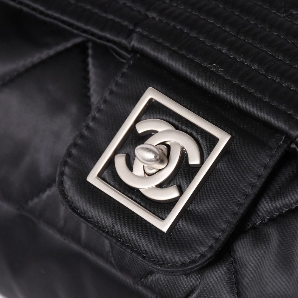 Chanel Sports Line CC Logo Backpack Chain Nylon Black Silver — view 7