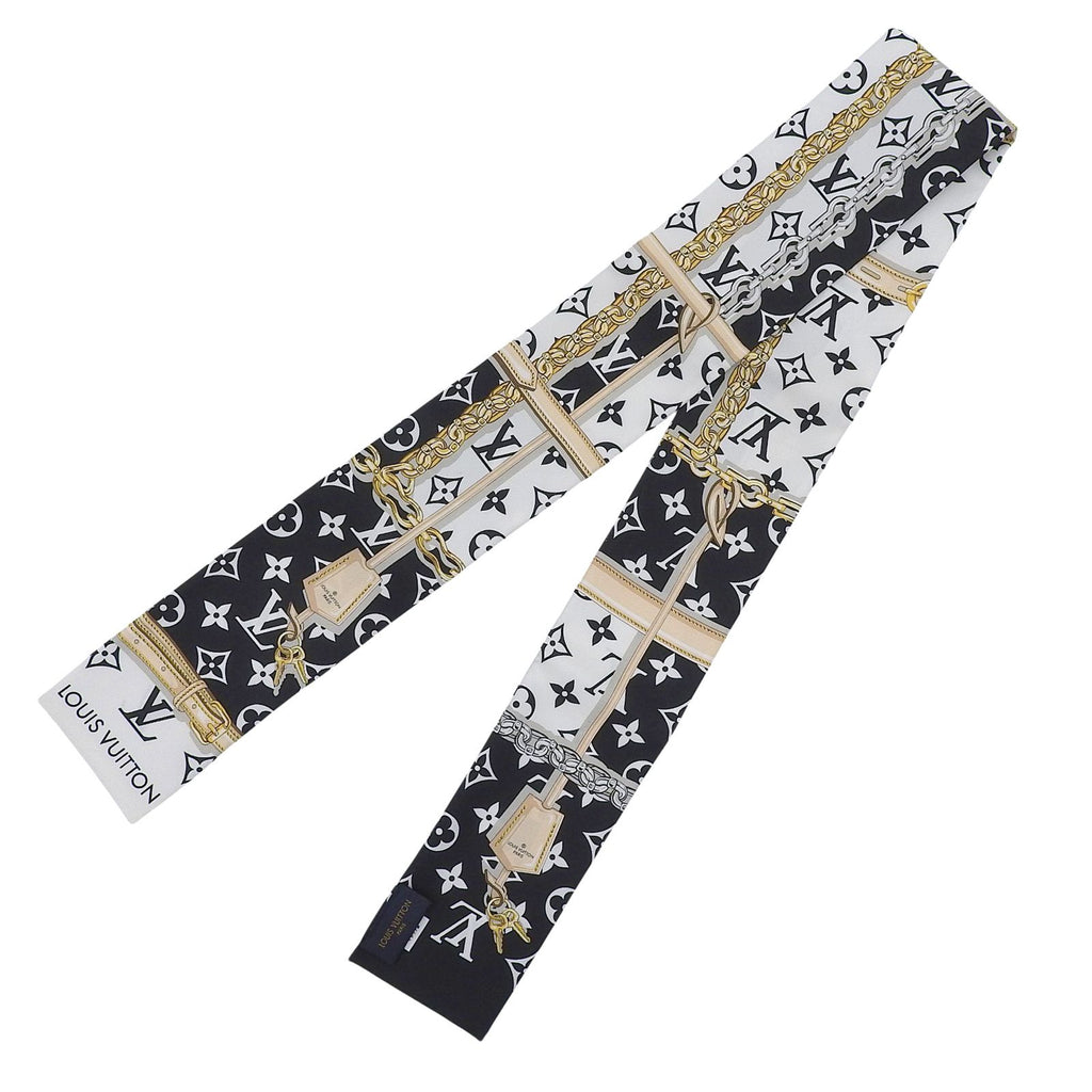 Louis Vuitton Bandeau Monogram Confidential Silk 100% Noir Bandana Scarf