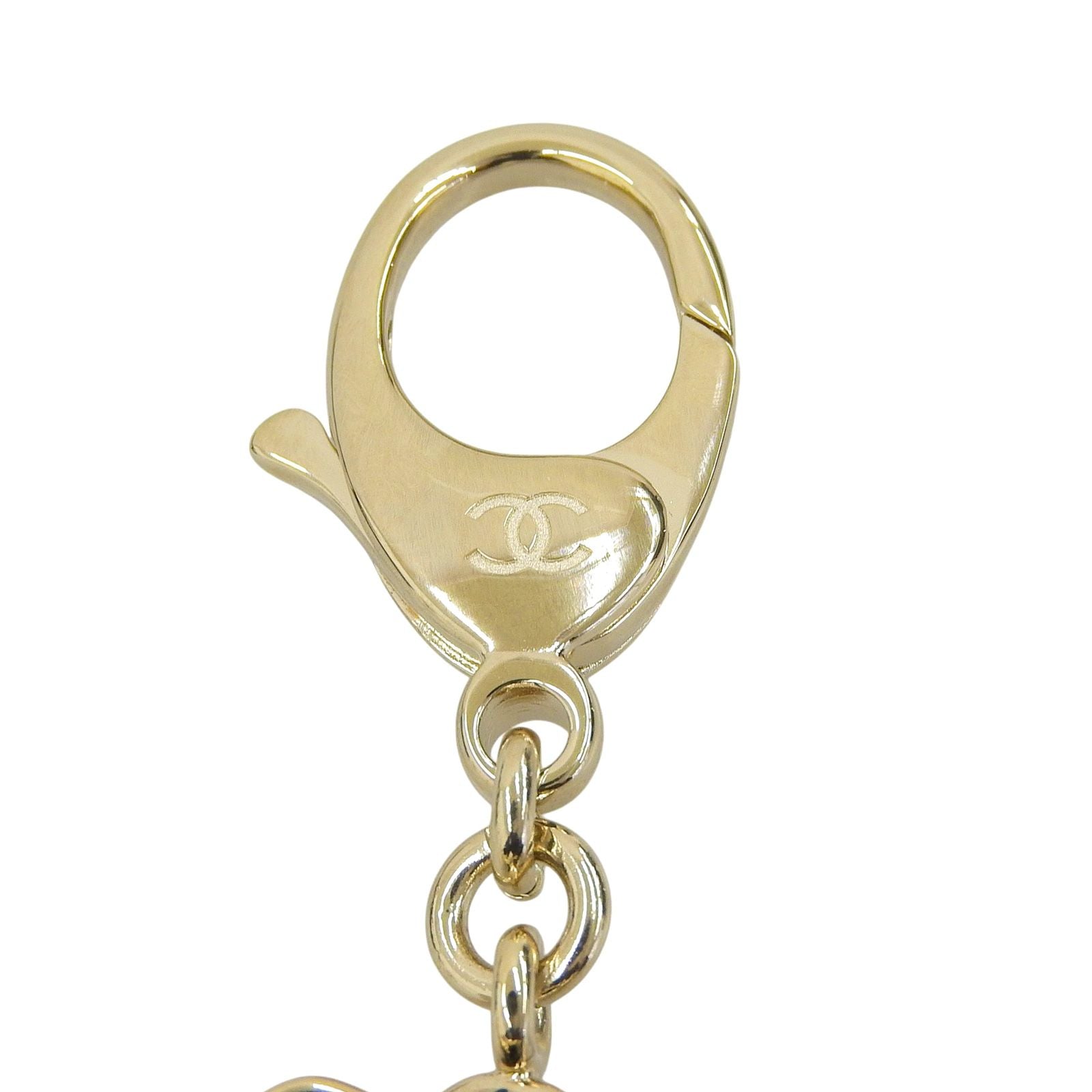 Chanel CC Logo Faux Pearl Camellia Key Holder Black Gold — view 7