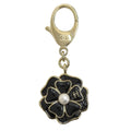 Chanel CC Logo Faux Pearl Camellia Key Holder Black Gold