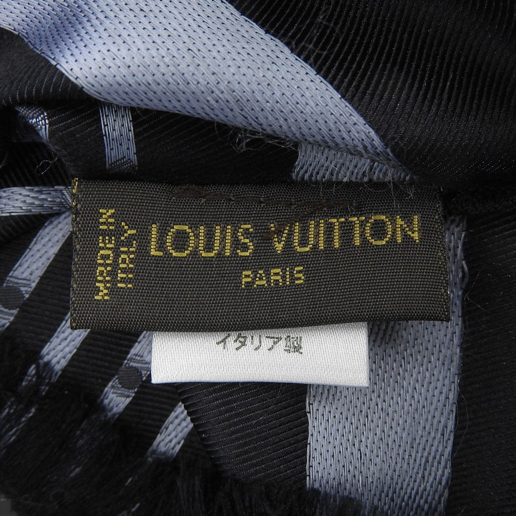 Louis Vuitton Silk 100% Shadow Monogram Dot Pattern with Fringe Shawl Black — view 8