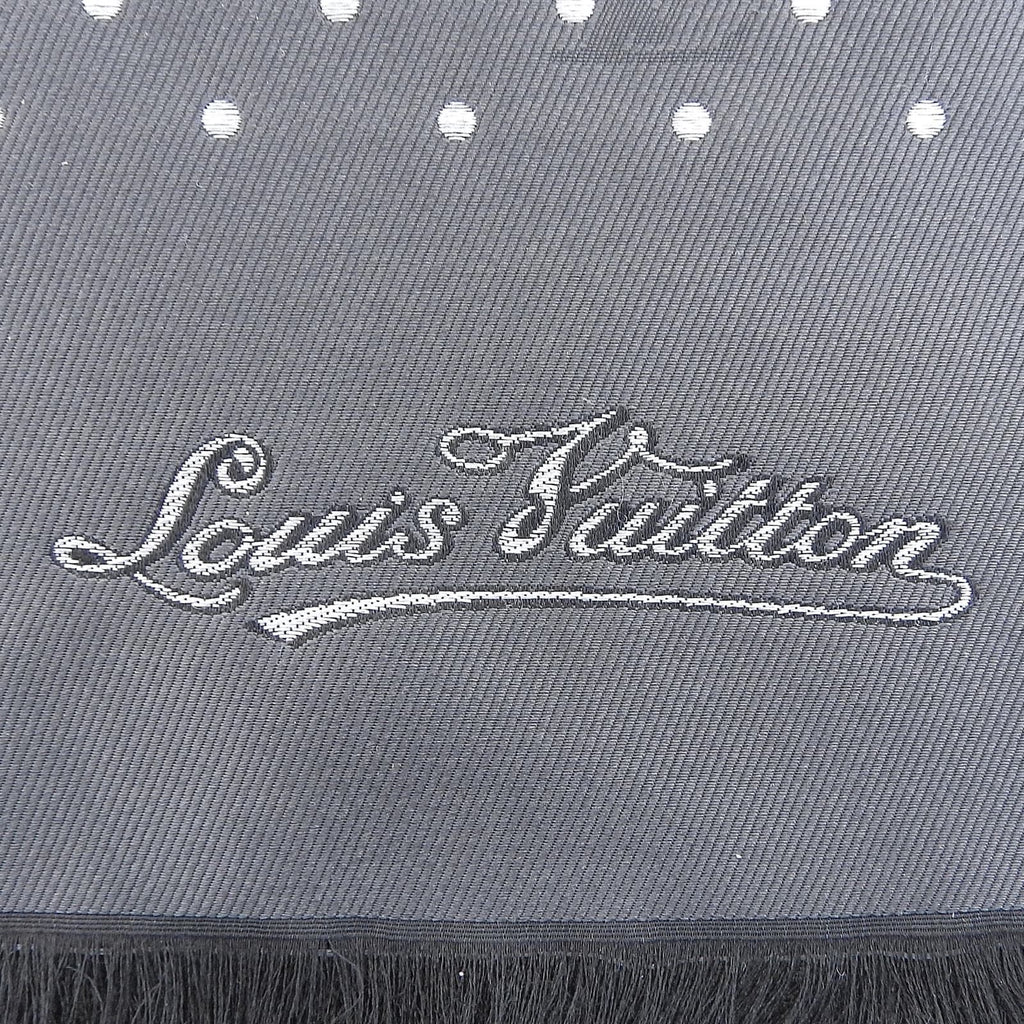 Louis Vuitton Silk 100% Shadow Monogram Dot Pattern with Fringe Shawl Black — view 5