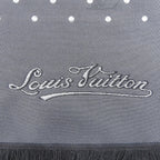 Louis Vuitton Silk 100% Shadow Monogram Dot Pattern with Fringe Shawl Black — view 5