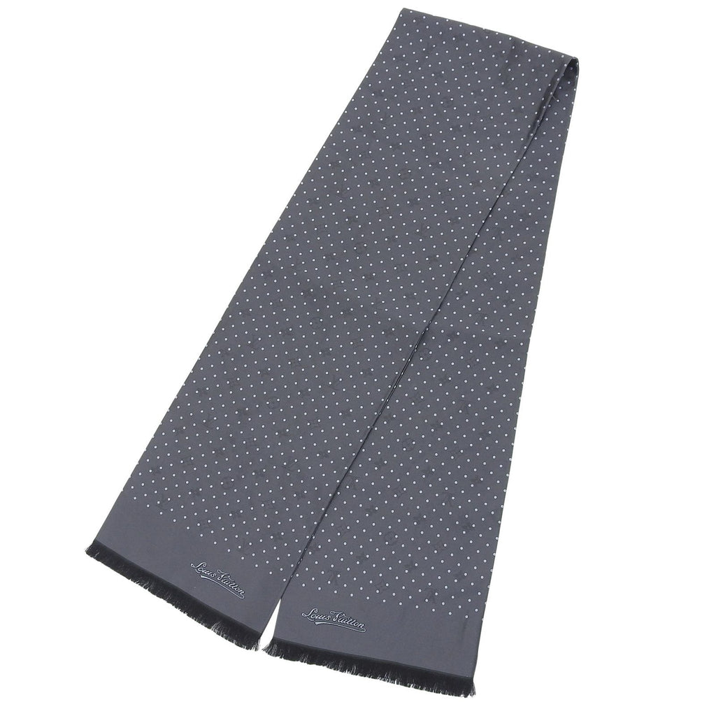 Louis Vuitton Silk 100% Shadow Monogram Dot Pattern with Fringe Shawl Black — view 3