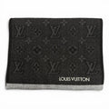 Louis Vuitton Echarpe My Monogram Eclipse Wool Logo Embroidery Scarf Black Gray