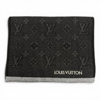 Louis Vuitton Echarpe My Monogram Eclipse Wool Logo Embroidery Scarf Black Gray