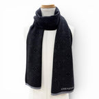 Louis Vuitton Echarpe My Monogram Eclipse Wool Logo Embroidery Scarf Black Gray — view 3