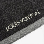 Louis Vuitton Echarpe My Monogram Eclipse Wool Logo Embroidery Scarf Black Gray — view 6