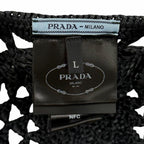 Prada Logo Crochet Beret Hat Black — view 7
