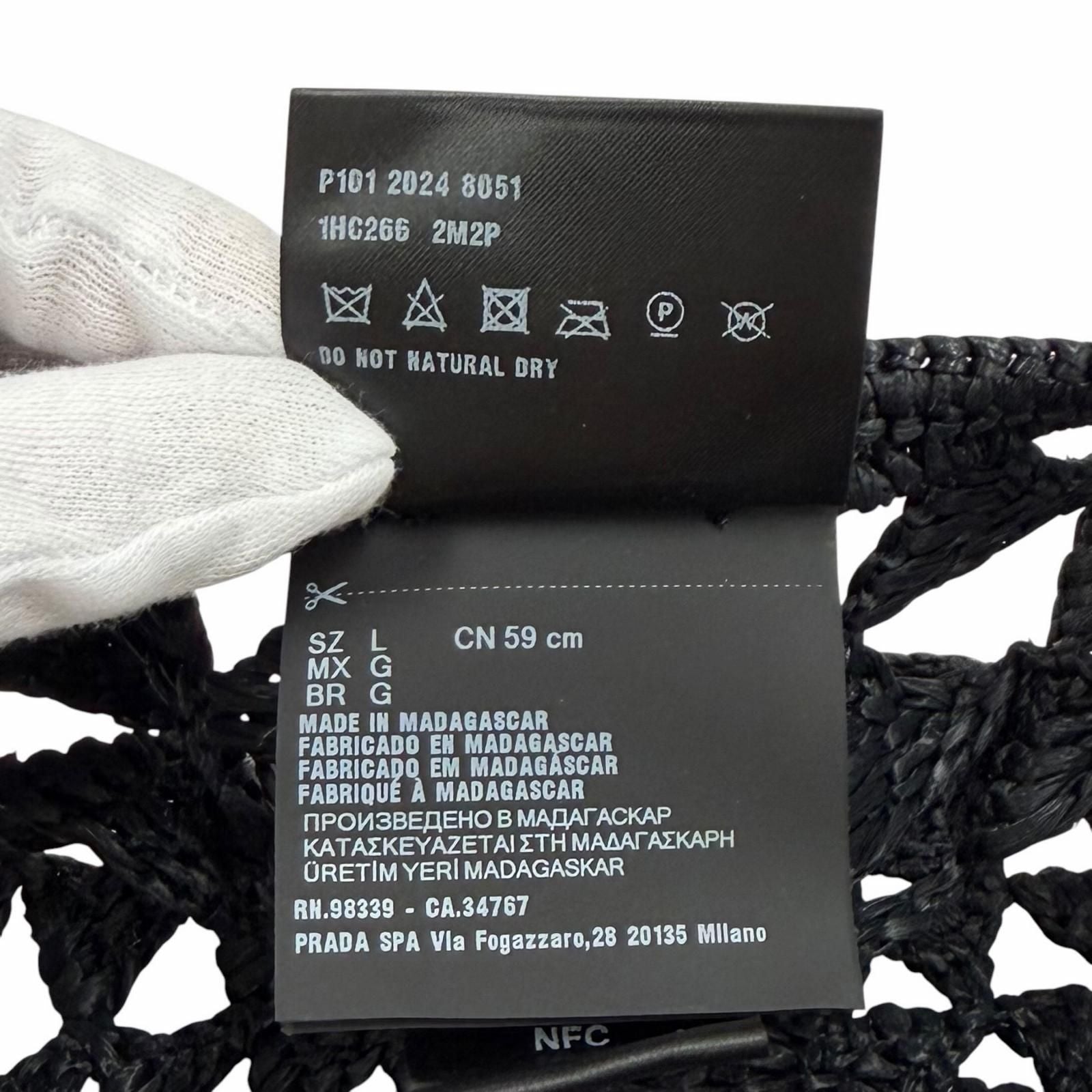 Prada Logo Crochet Beret Hat Black — view 8