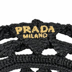 Prada Logo Crochet Beret Hat Black — view 6