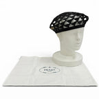 Prada Logo Crochet Beret Hat Black — view 2