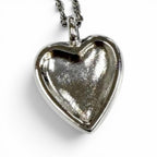 Chanel CC Logo Heart Lace Pendant Silver Black — view 2