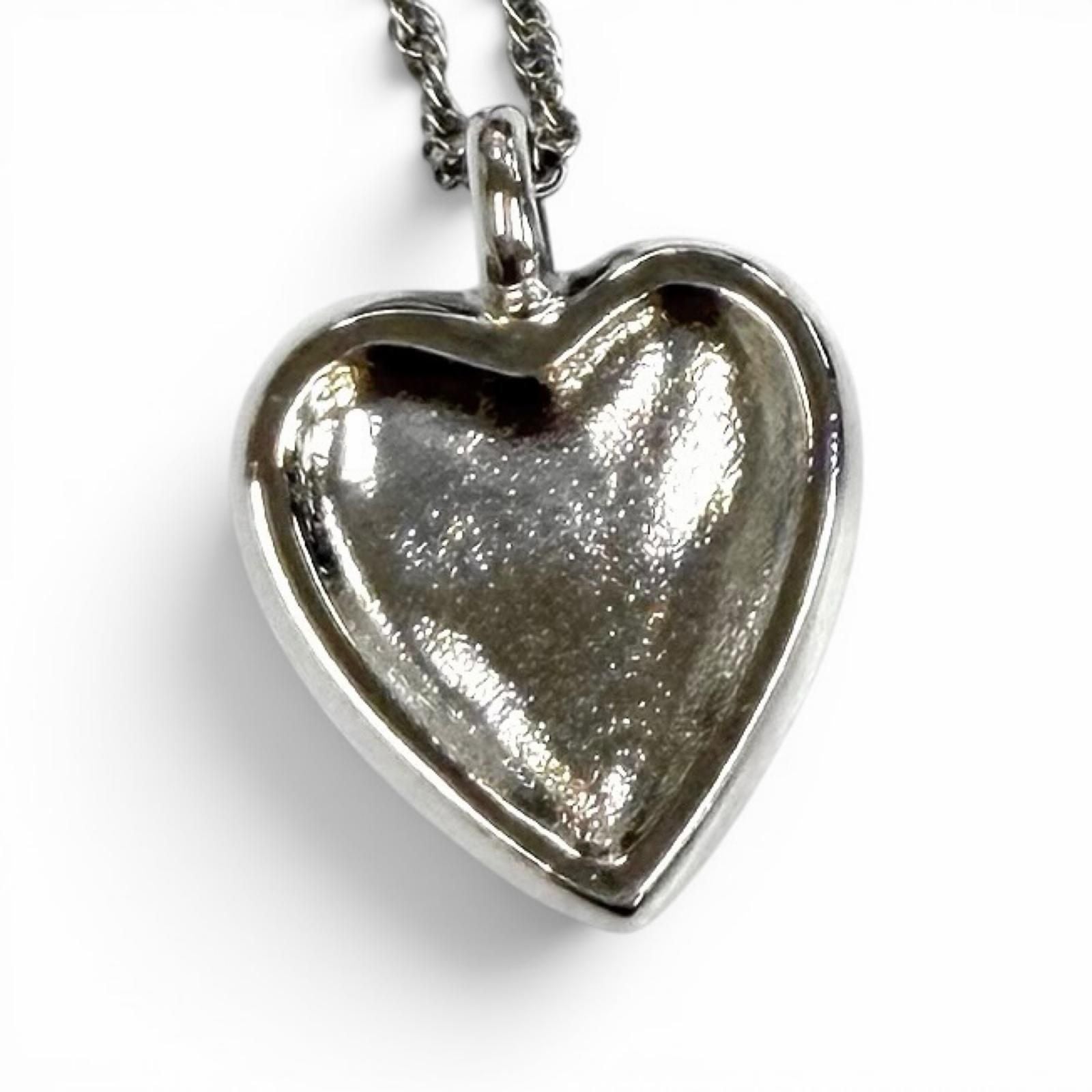 Chanel CC Logo Heart Lace Pendant Silver Black — view 2