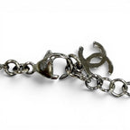 Chanel CC Logo Heart Lace Pendant Silver Black — view 6